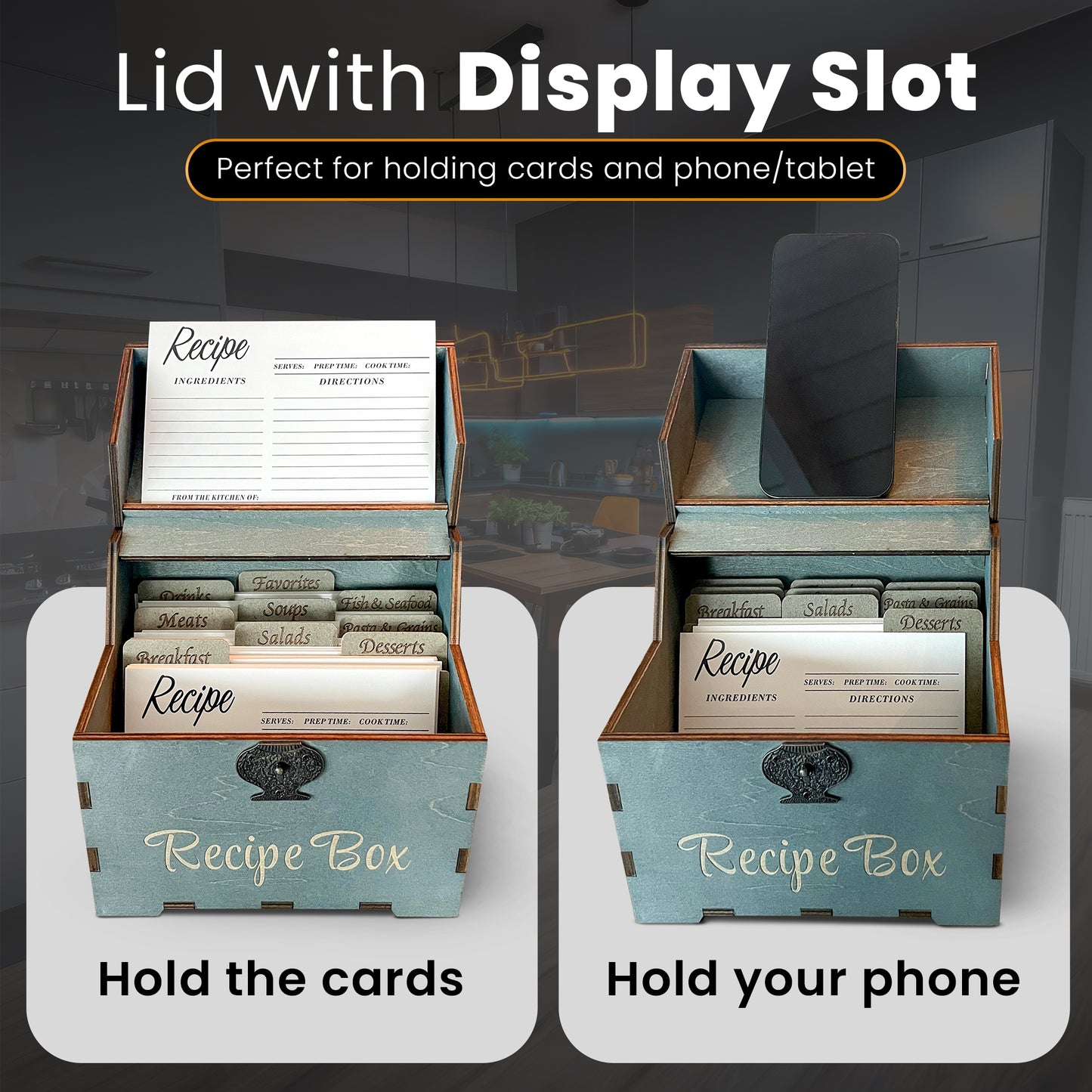 Albino Monkey Blue Recipe Box – Elegant Storage for Your Favorite Family Recipes