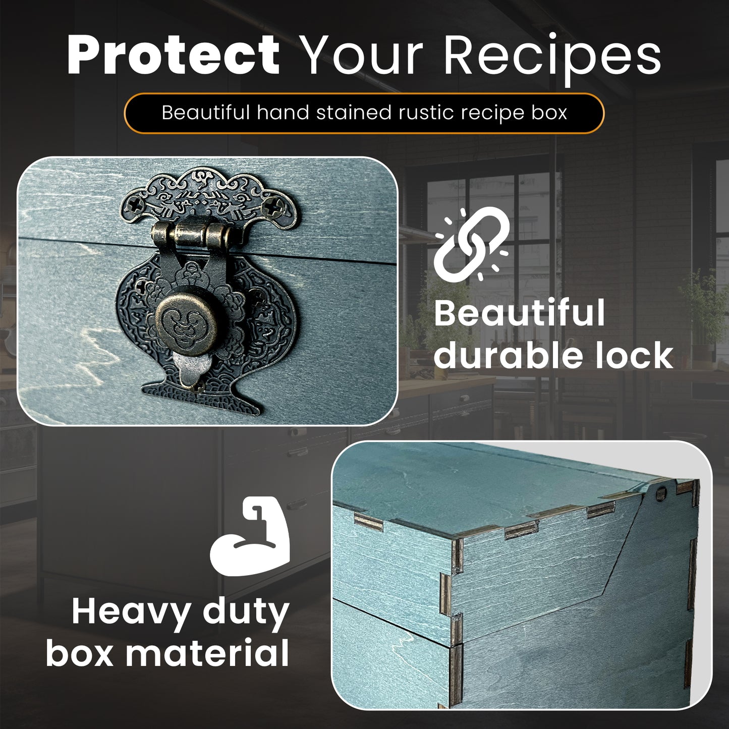 Albino Monkey Blue Recipe Box – Elegant Storage for Your Favorite Family Recipes