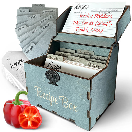 Albino Monkey Blue Recipe Box – Elegant Storage for Your Favorite Family Recipes