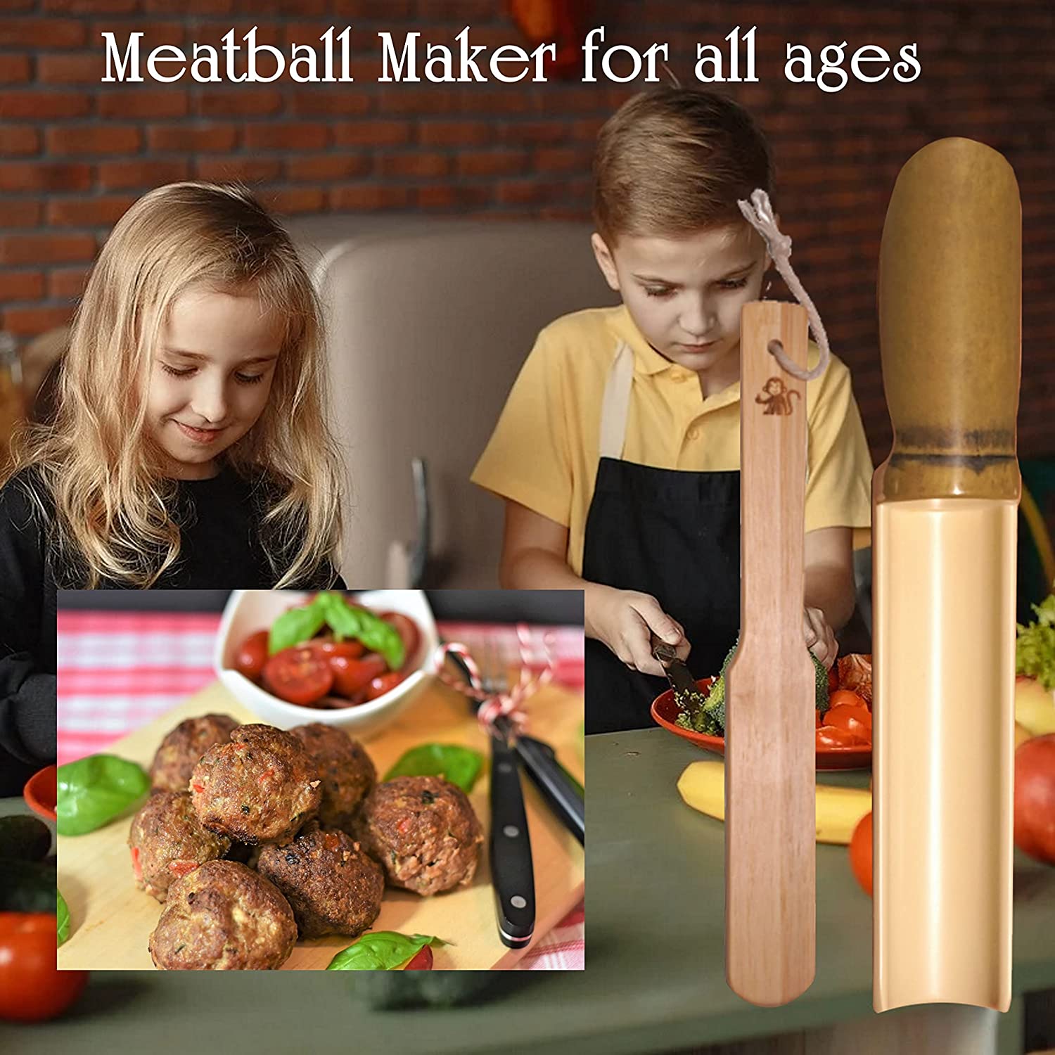 Albino monkey Meatball Maker with Convenient Meatballer Scoop - Meat Baller Mold for Swedish meatballs Easy to Make Perfect Meat/Fish Balls for Hot Pot Cooking - Must Have Kitchen Gadget