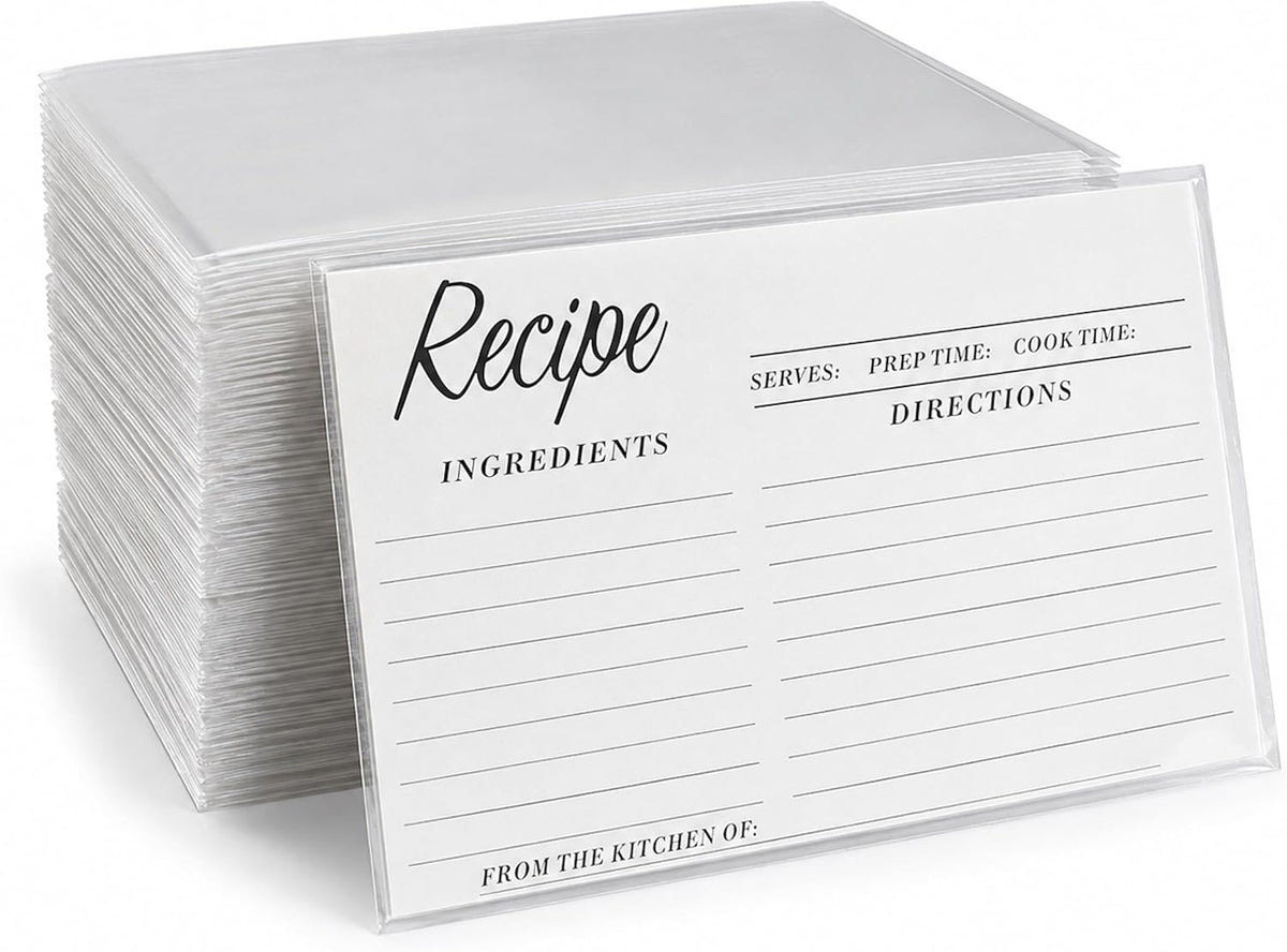 Albino Monkey 100 clear 4x6 recipe card protector sleeves, pack front