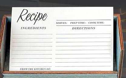 Recipe card sliding into a clear 4x6 protector sleeve