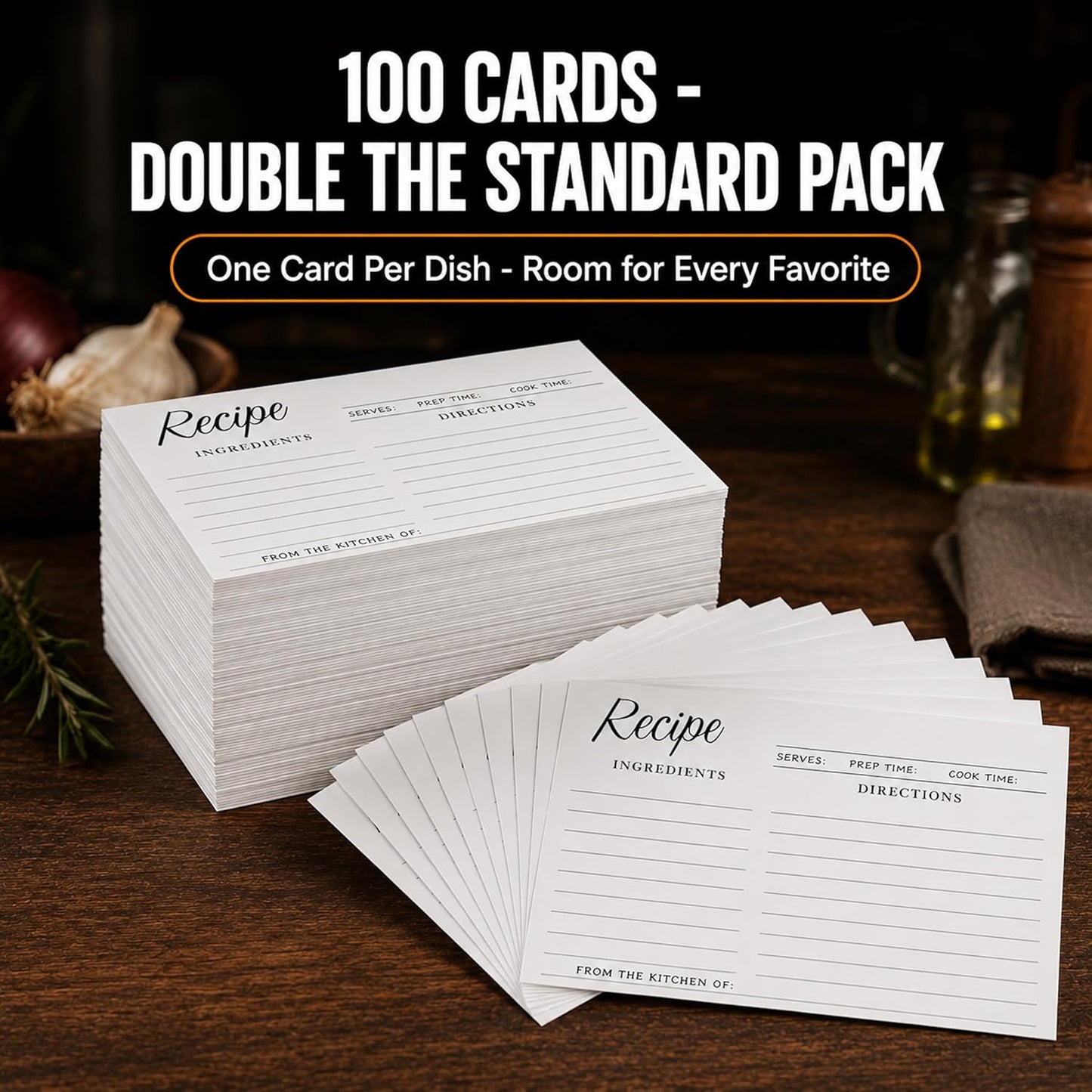What is included: 100 blank 4x6 cards, box and sleeves not included