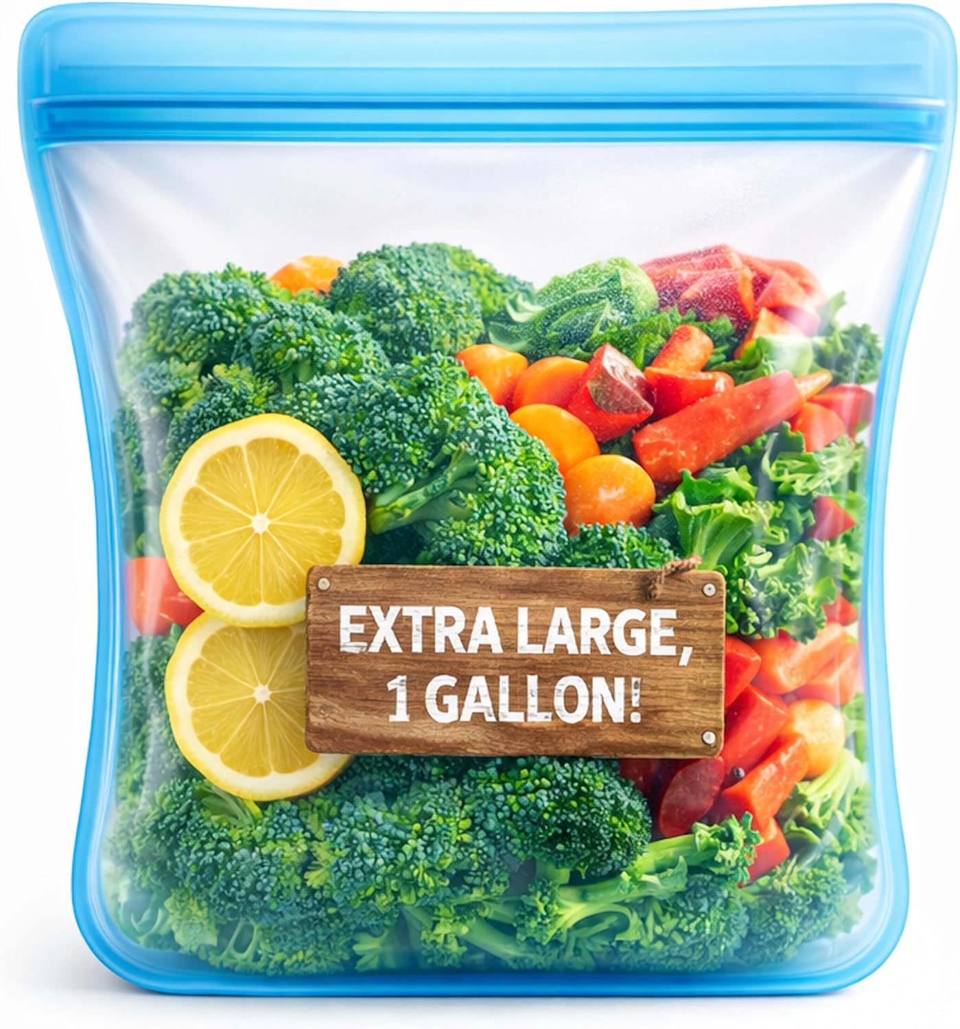XXL Blue Silicone Food Storage Bag 1 Gallon 135oz - main image