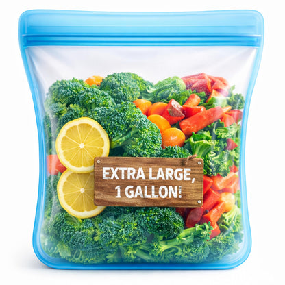 XXL Silicone Food Storage Bag 1 Gallon 135oz Blue - image 1