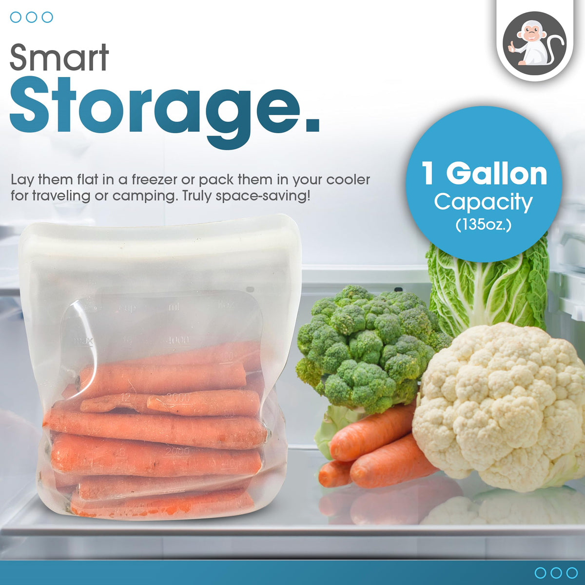 Silicone Food Storage Bag XXL 1 Gallon 135oz Clear - image 9