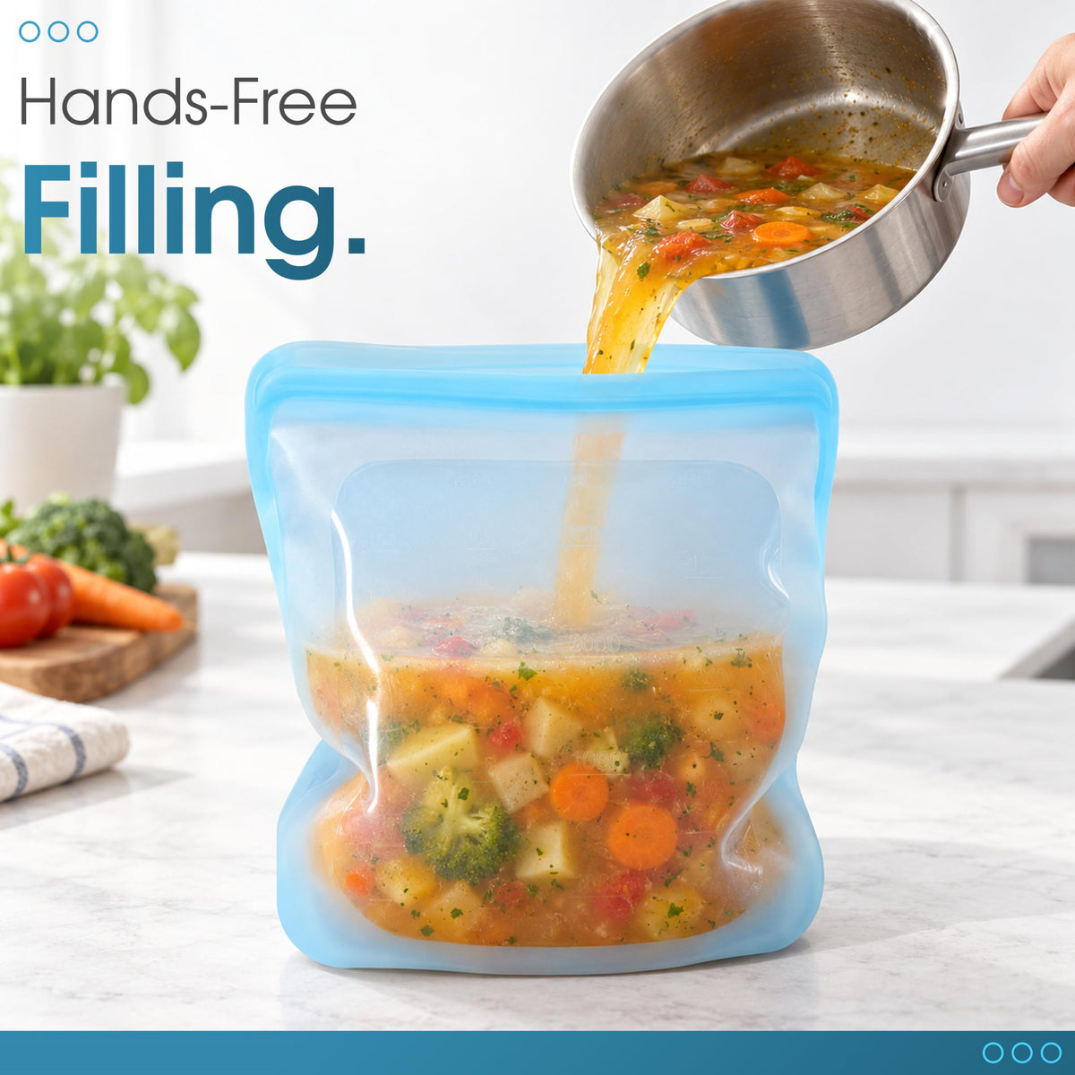 XXL Silicone Food Storage Bag 1 Gallon 135oz Blue - image 6