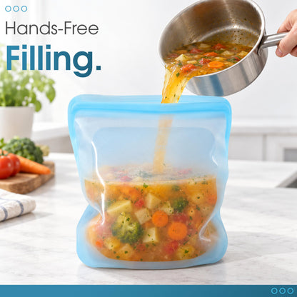 XXL Silicone Food Storage Bag 1 Gallon 135oz Blue - image 6