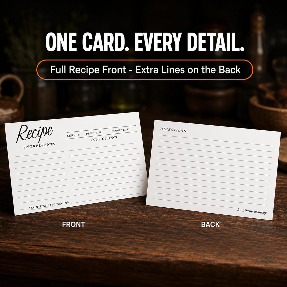 4x6 recipe cards filed behind wooden dividers in the recipe box