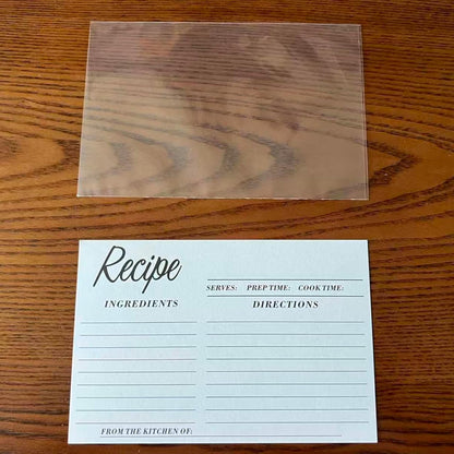The Albino Monkey recipe family: wooden recipe box, 4x6 cards and clear sleeves