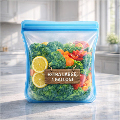XXL Silicone Food Storage Bag 1 Gallon 135oz Blue - image 2