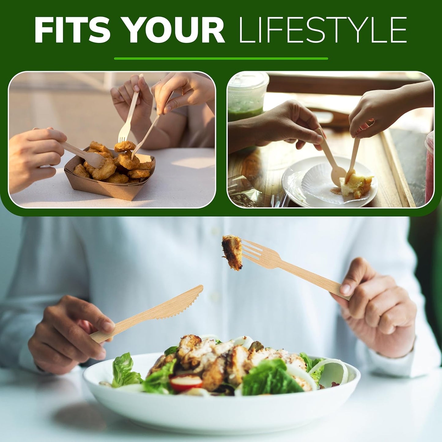 Bamboo Utensils Disposable or Reusable Cutlery set