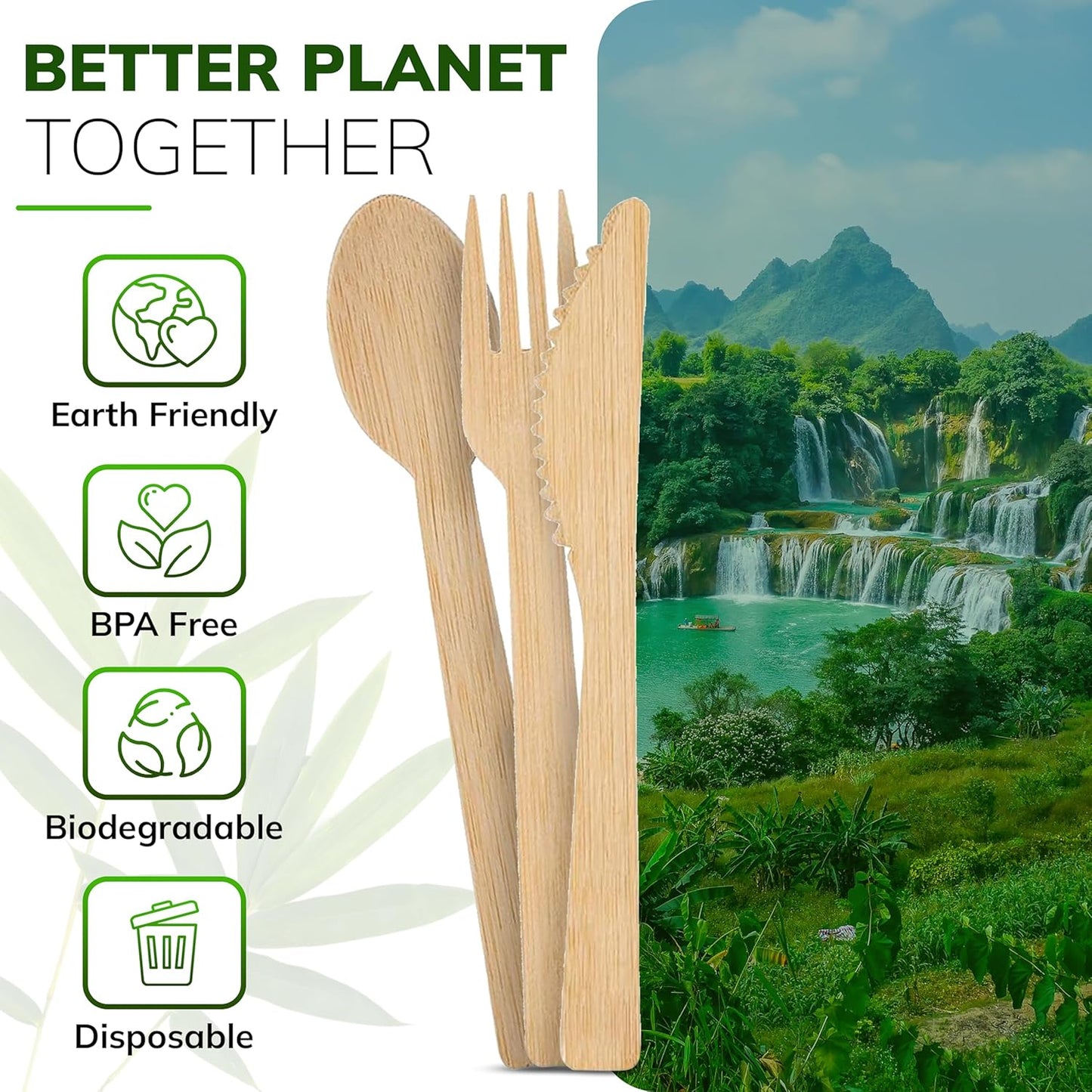 Bamboo Utensils Disposable or Reusable Cutlery set