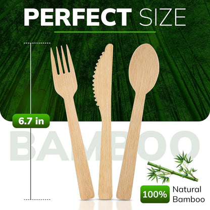 Bamboo Utensils Disposable or Reusable Cutlery set