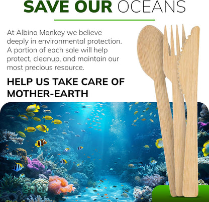 Bamboo Utensils Disposable or Reusable Cutlery set