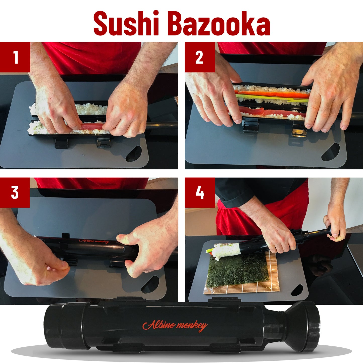 Sushi Making Kit - Elevate Your Sushi Skills in Minutes! Includes New Upgraded Sashimi Knife & Sushi Maker Bazooka, 2 Mats, Nigiri Tool, and More – Perfect for Beginners