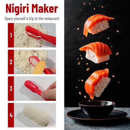 Sushi Making Kit - Elevate Your Sushi Skills in Minutes! Includes New Upgraded Sashimi Knife & Sushi Maker Bazooka, 2 Mats, Nigiri Tool, and More – Perfect for Beginners