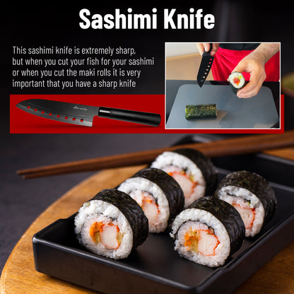 Sushi Making Kit - Elevate Your Sushi Skills in Minutes! Includes New Upgraded Sashimi Knife & Sushi Maker Bazooka, 2 Mats, Nigiri Tool, and More – Perfect for Beginners