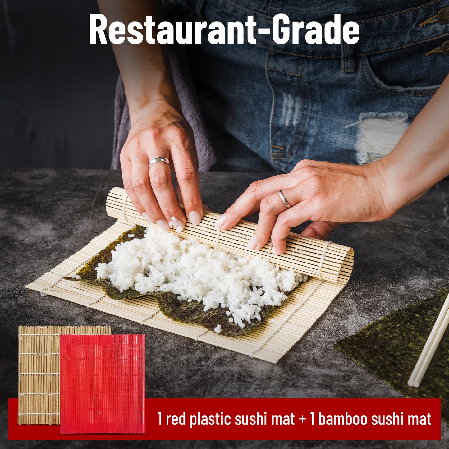 Sushi Making Kit - Elevate Your Sushi Skills in Minutes! Includes New Upgraded Sashimi Knife & Sushi Maker Bazooka, 2 Mats, Nigiri Tool, and More – Perfect for Beginners