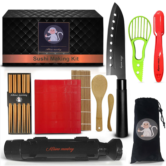 Sushi Making Kit - Elevate Your Sushi Skills in Minutes! Includes New Upgraded Sashimi Knife & Sushi Maker Bazooka, 2 Mats, Nigiri Tool, and More – Perfect for Beginners