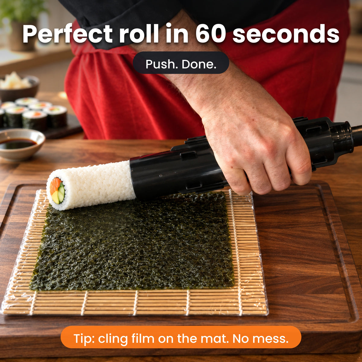 Perfect sushi roll in 60 seconds with the Albino Monkey sushi bazooka