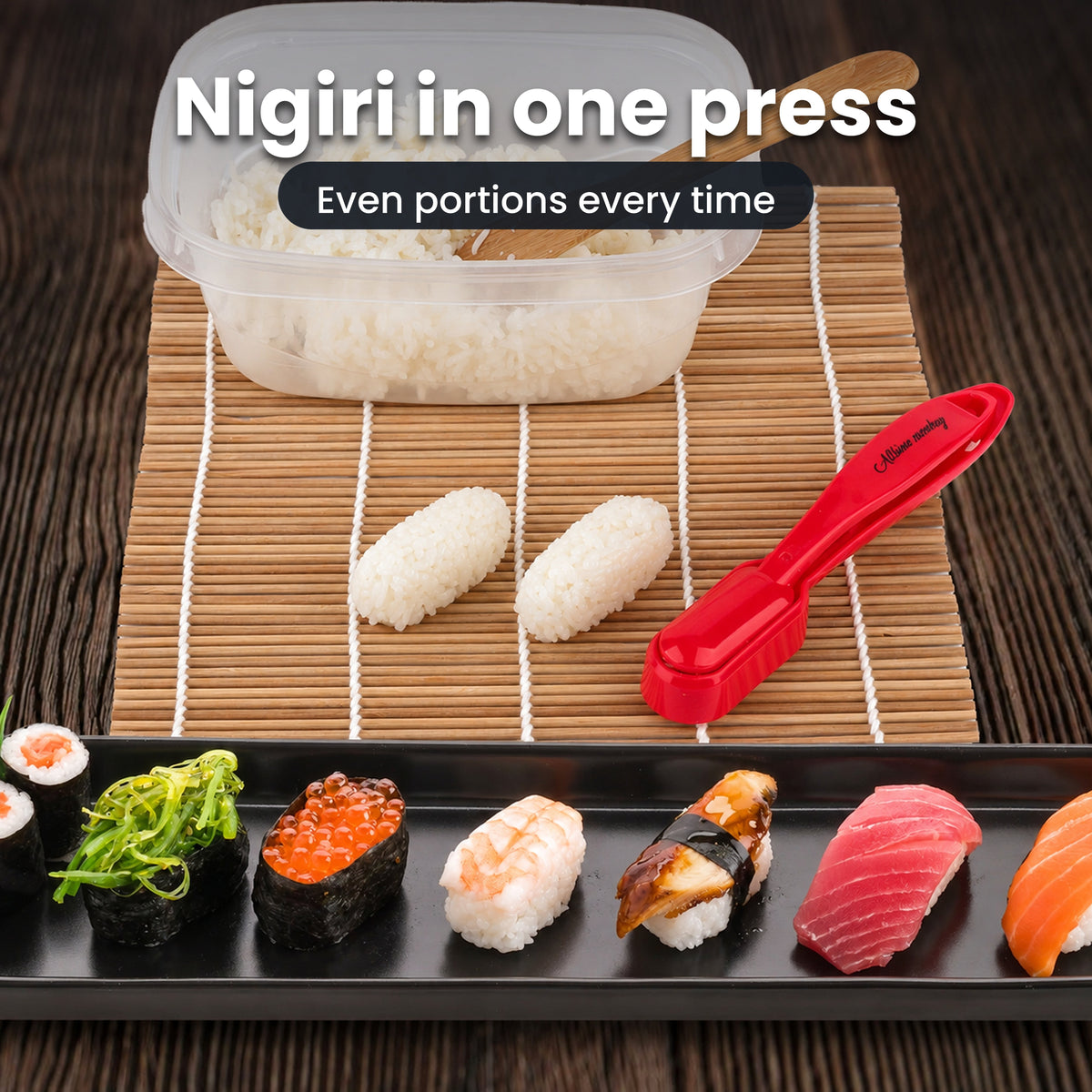 Nigiri in one press with the Albino Monkey nigiri mold