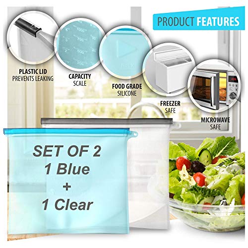 Reusable Silicone Food Storage Bags,WOHOME Airtight Seal Food Preservation  Bags/Food Grade/Versatile Preservation Bag