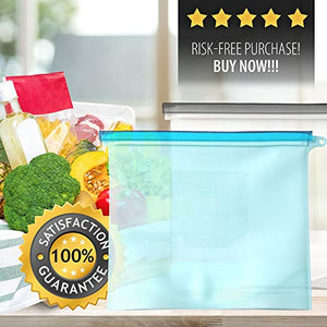 2pcs Reusable Food Storage Bags, Silicone Leak Proof Freezer Bags,  Travel/Home Storage Reusable Bags, Gallon Bags, Sandwich Bags, Snack Bags